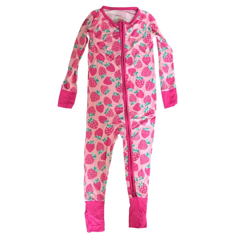 Little Sleepies Strawberries Bamboo Convertible Sleeper Size 18-24mo